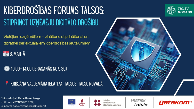 Kiberdrošības forums Talsos: stiprinot uzņēmēju digitālo drošību