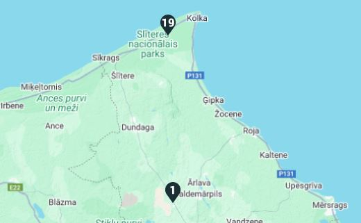 Krupju migrācijas vietu karte