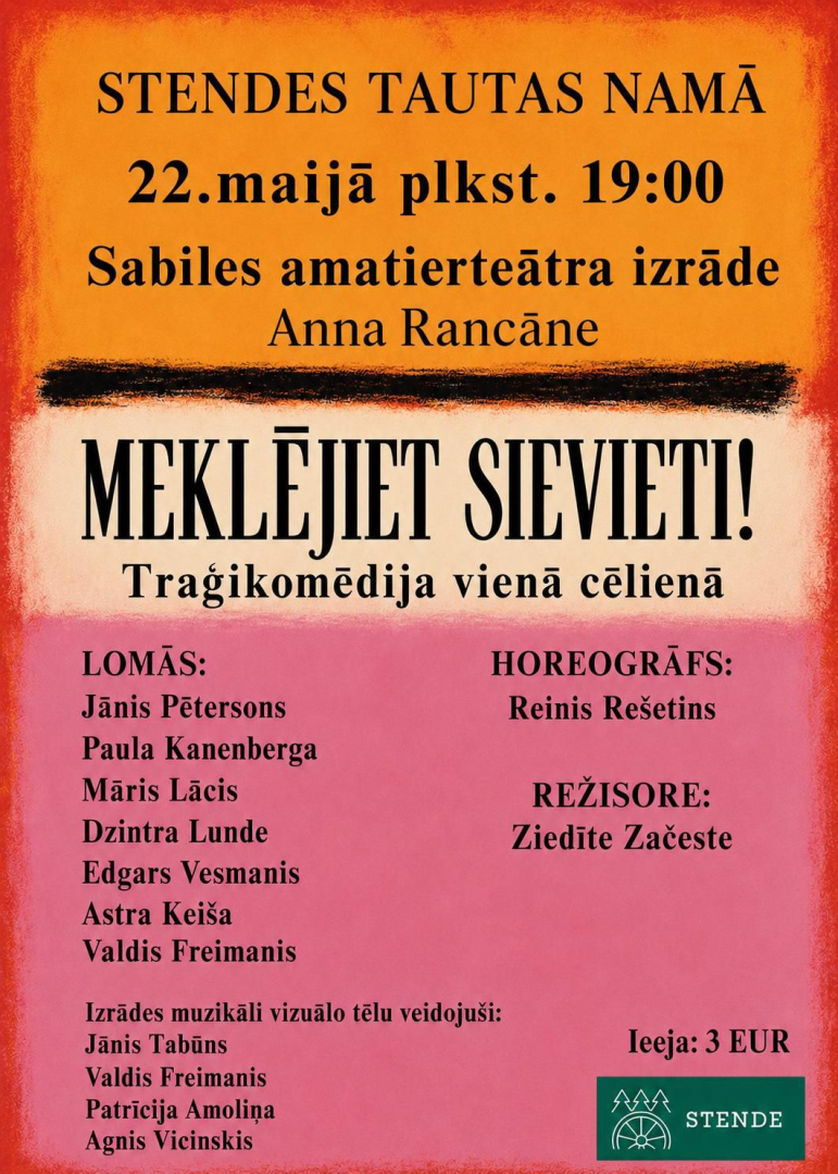 Sabiles amatierteātra izrāde „Meklējiet sievieti!”