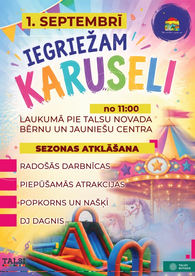 Zinību dienas pasākums "Iegriežam karuselī" radošās darbnīcas bērniem un jauniešiem