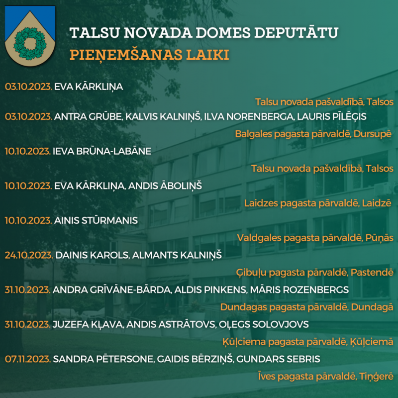 Deputātu pieņemšanas laiki