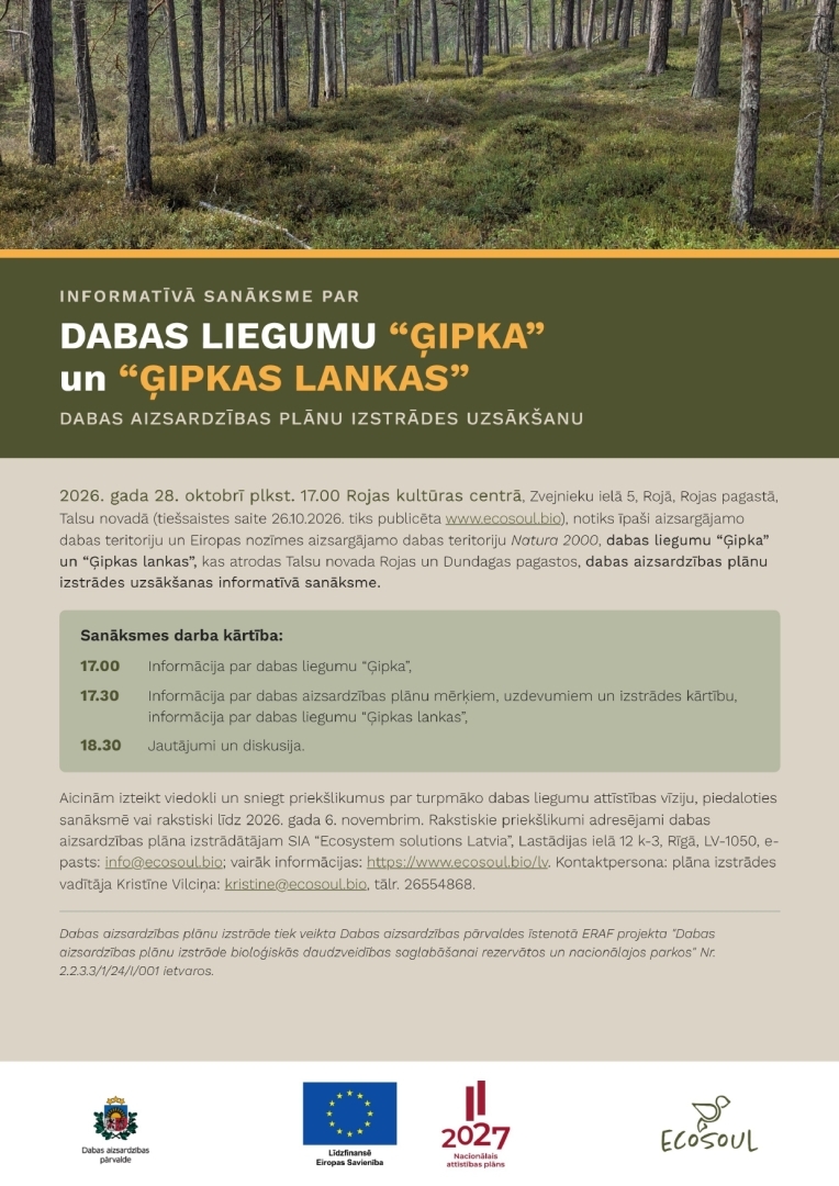 Informatīva sanāksme par dabas liegumu ''Ģipka'' un ''Ģipkas lankas''