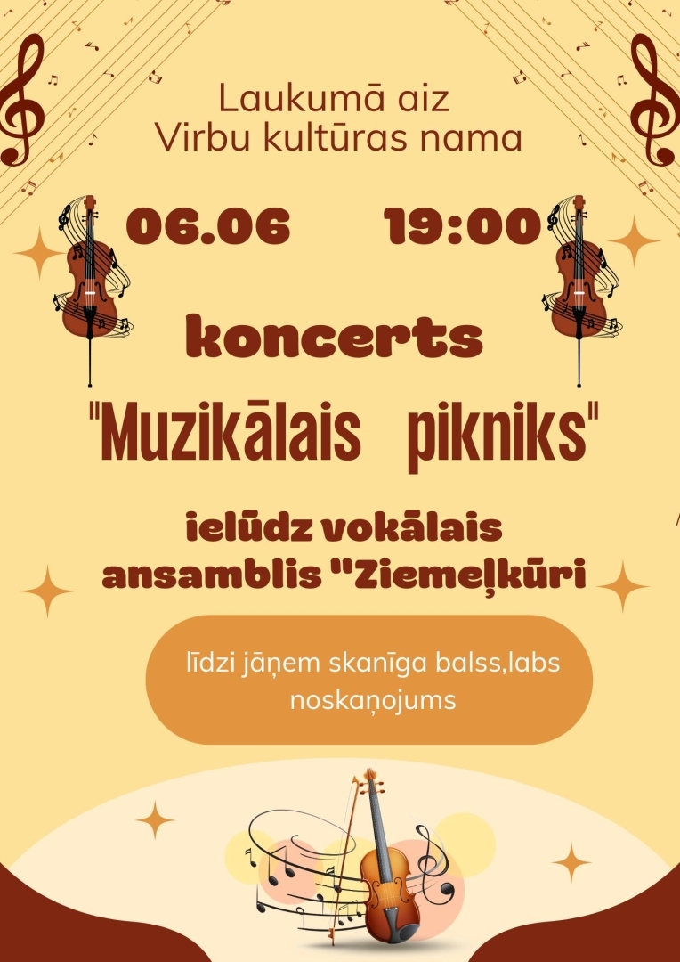 Koncerts „muzikālais pikniks” kopā ar vokālo ansambli „ziemeļkūri”, Virbi