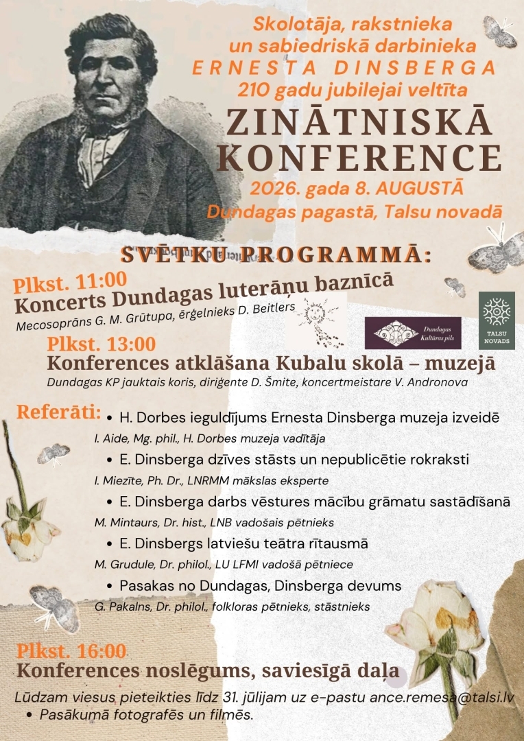 Ernesta Dinsberga 210 gadu jubilejai veltīta zinātniskā konference
