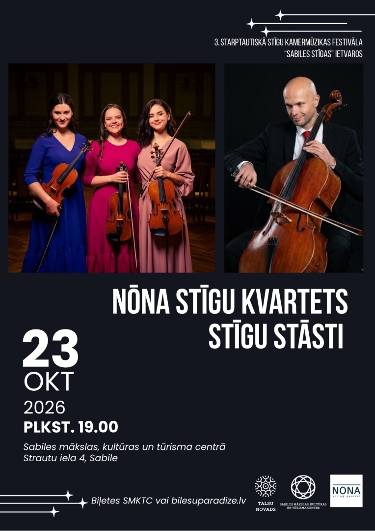 NŌNA stīgu kvartets ar koncertprogrammu “Stīgu stāsti”