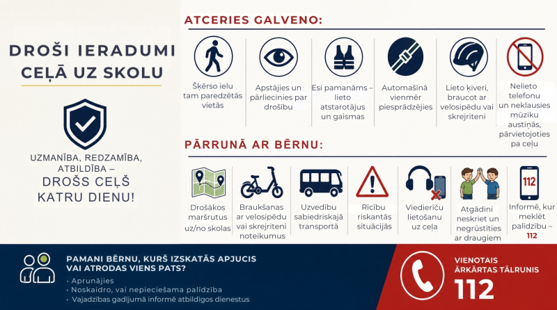 Droši ieradumi ceļā uz skolu