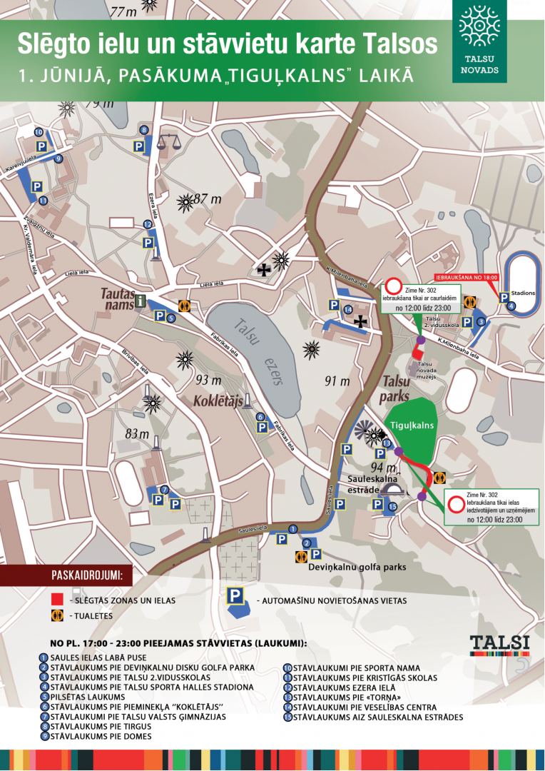 Satiksmes organizācijas izmaiņas koncerta&nbsp;„Tiguļkalns” norises laikā