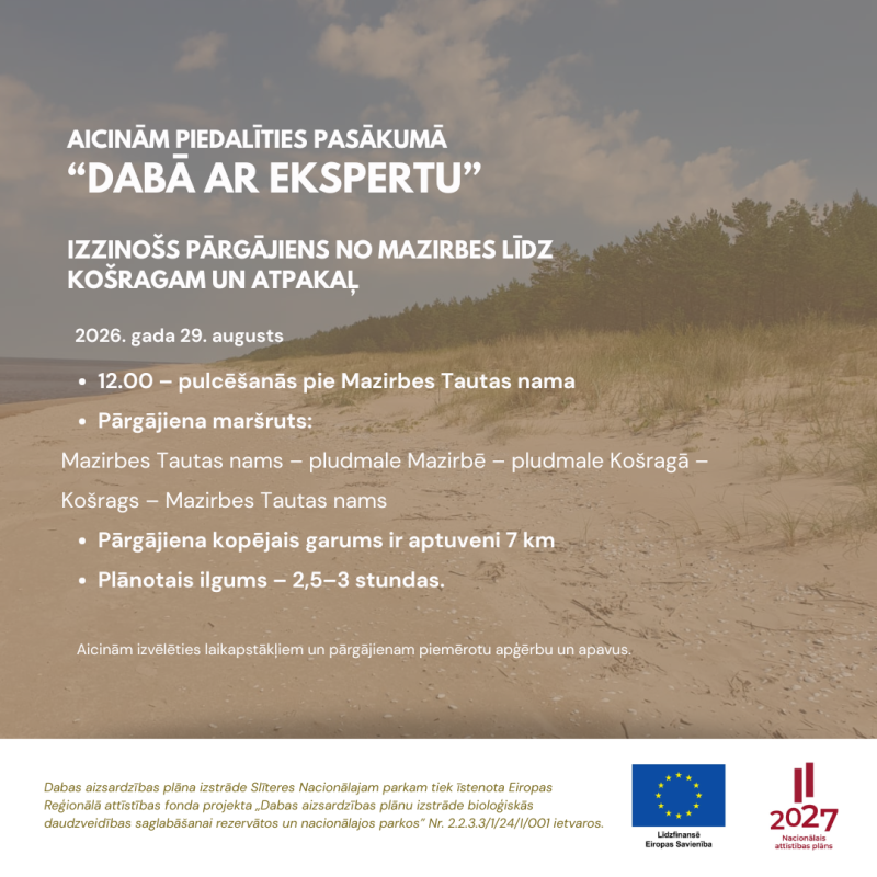  Pasākums “Dabā ar ekspertu” Slīteres Nacionālajā parkā