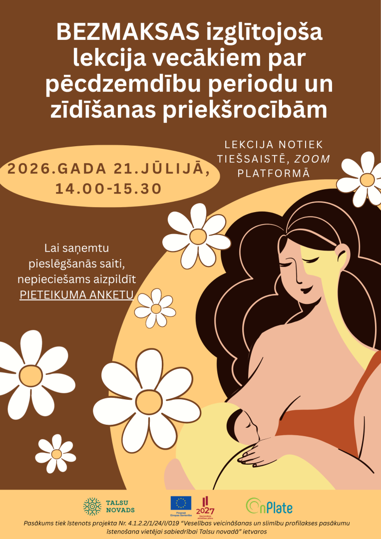 Bezmaksas izglītojoša lekcija vecākiem par pēcdzemdību periodu un zīdīšanas priekšrocībām