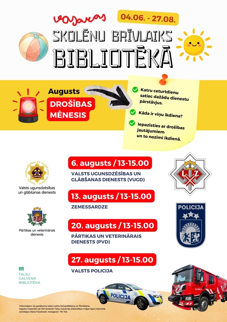 Vasaras skolēnu brīvlaiks bibliotēkā