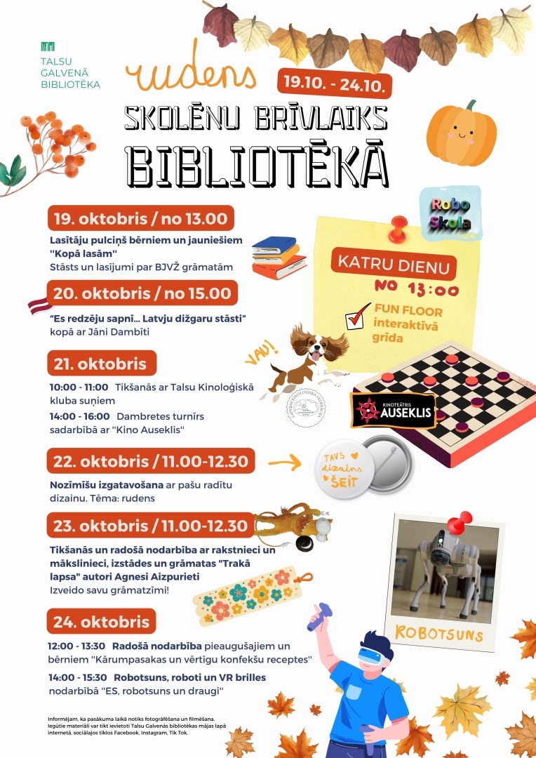 Skolēnu rudens brīvlaiks bibliotēkā