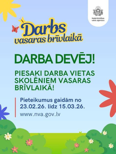 Darba devējiem – iespēja piesaistīt jauniešus vasaras darbam ar valsts atbalstu