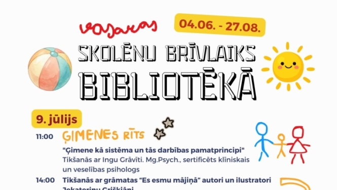 Vasaras skolēnu brīvlaiks bibliotēkā