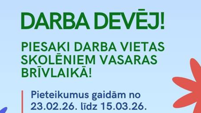 Darba devējiem – iespēja piesaistīt jauniešus vasaras darbam ar valsts atbalstu