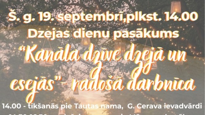Dzejas dienu pasākums "Kanāla dzīve dzejā un esejās'' - radošā darbnīca