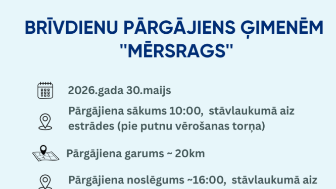 Brīvdienu pārgājiens ģimenēm „Mērsrags”
