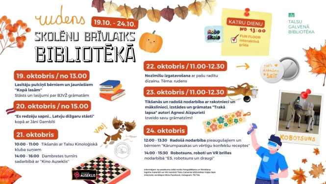 Skolēnu rudens brīvlaiks bibliotēkā