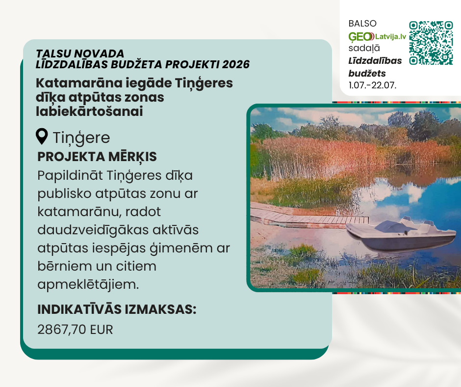 Tiņģeres projekta pieteikums līdzdalības budžeta konkursam 2026