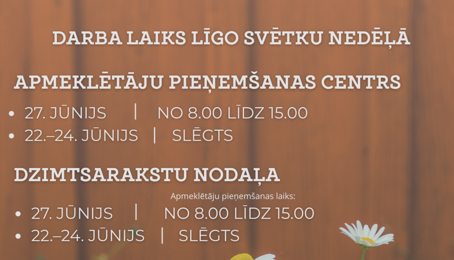 Darba laiks Līgo svētku nedēļā