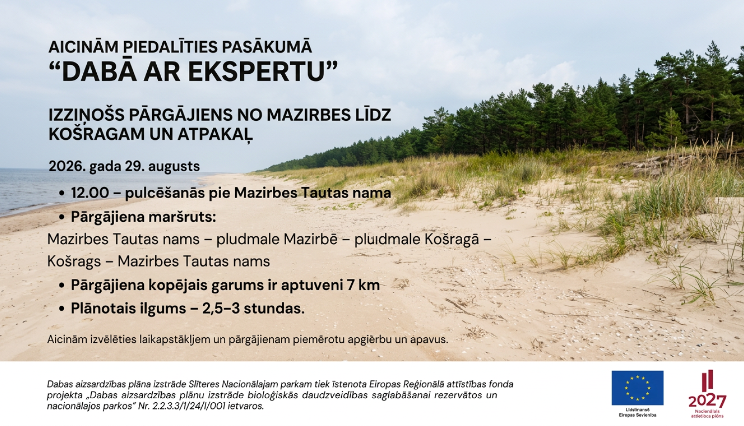 Aicinām piedalīties pasākumā „Dabā ar ekspertu” Slīteres Nacionālajā parkā