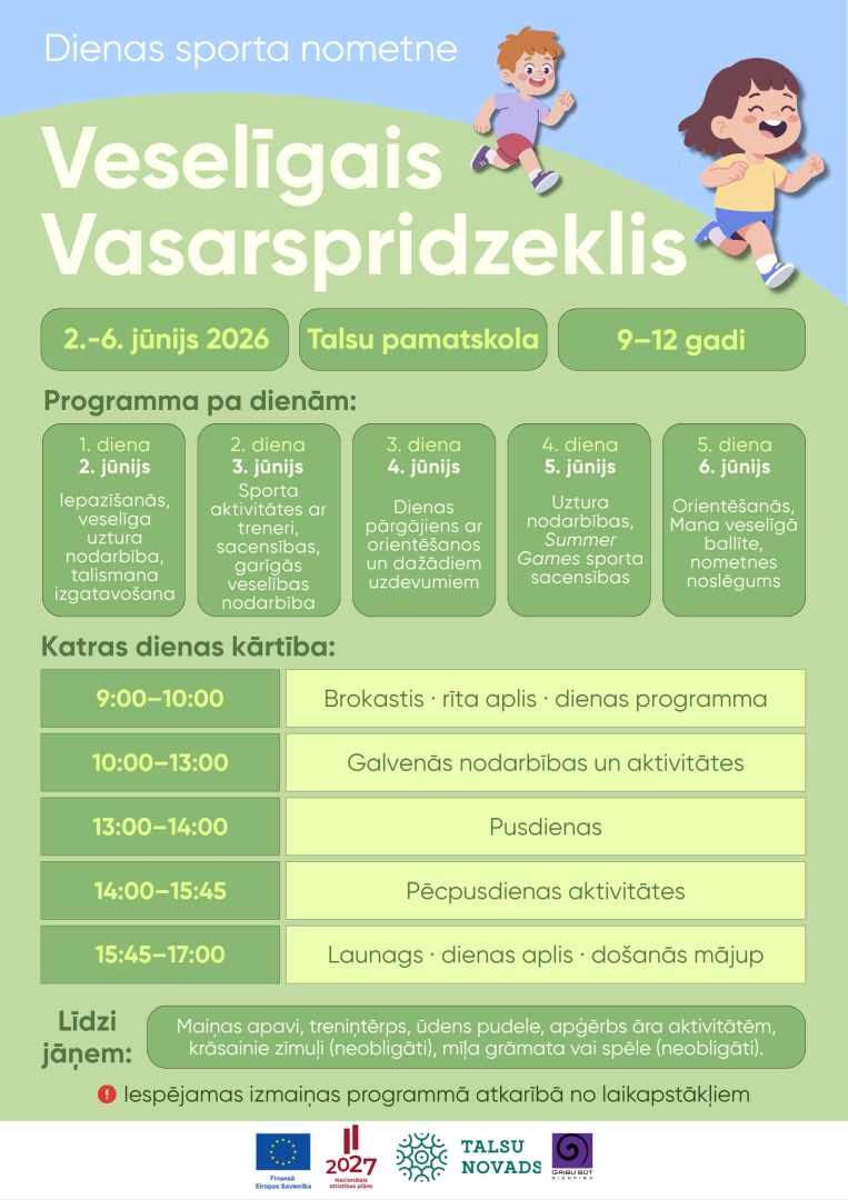 Talsu pamatskolas dienas sporta nometne