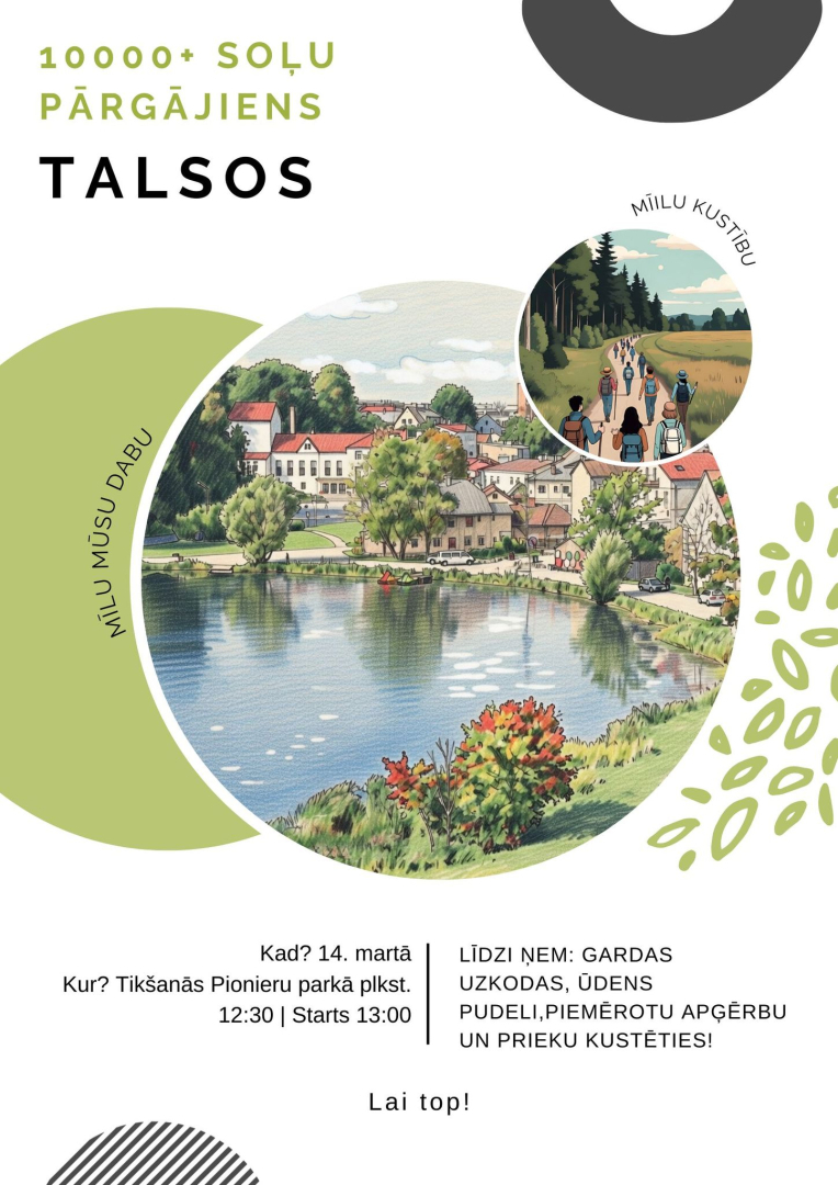 10000+ soļu pārgājiena Talsos afiša