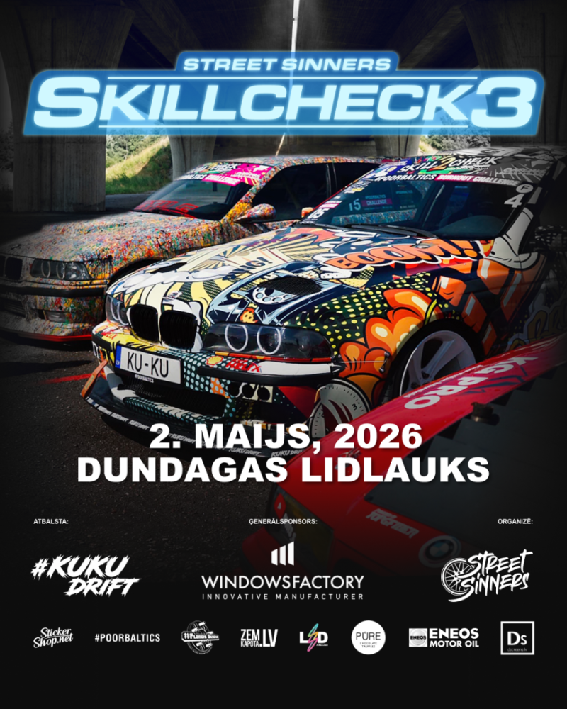 Auto pasākuma Dundagā afiša