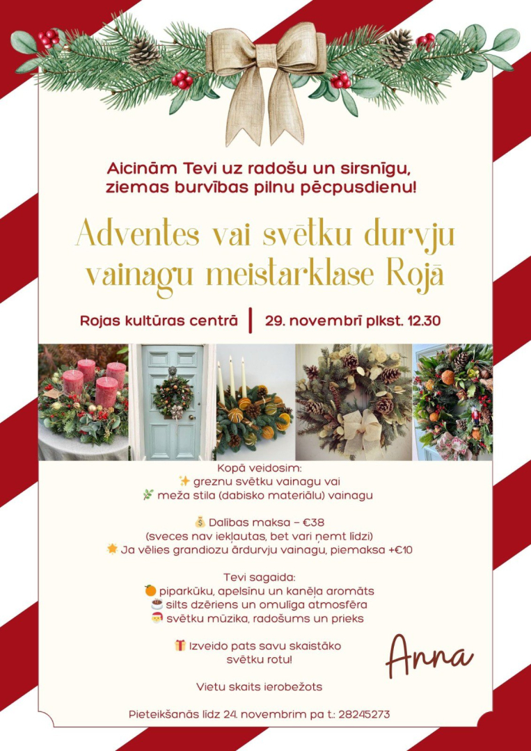 Adventes vai svētku vainagu meistarklases afiša