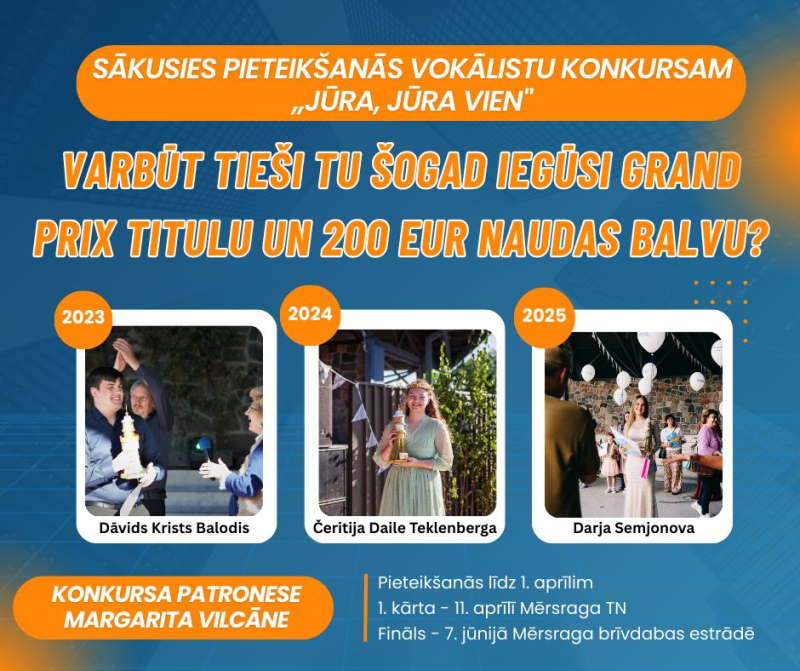 Aicinām piedalīties vokālās mūzikas konkursā „Jūra, jūra vien..” 2026
