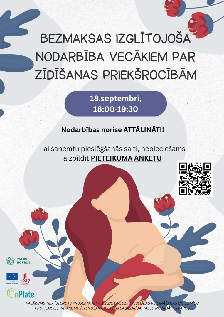 Nodarbības par zīdīšanas priekšrocībām afiša