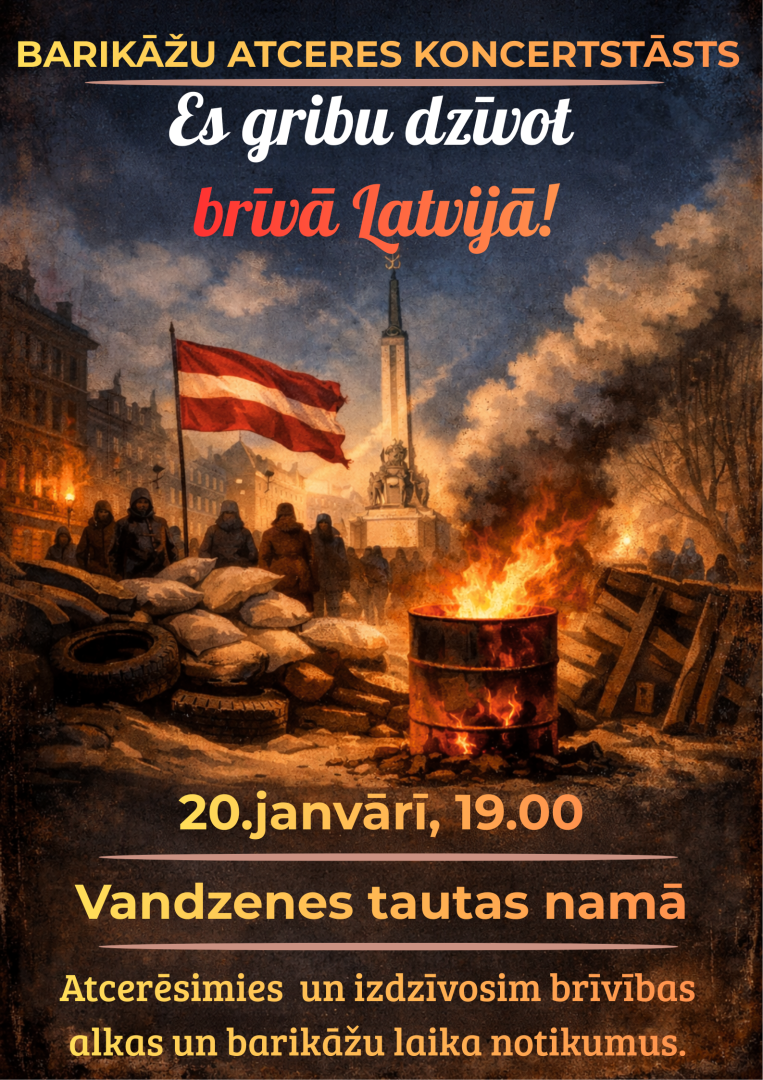 Barikāžu atceres koncertstāsta Vandzenē afiša
