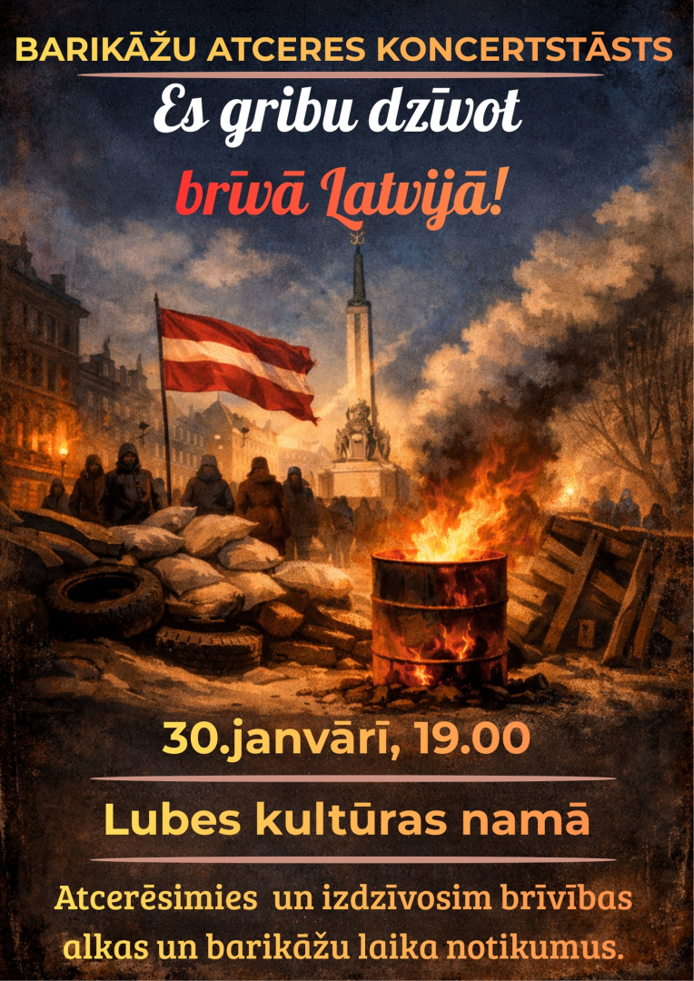 Barikāžu atceres koncerta Lubē afiša