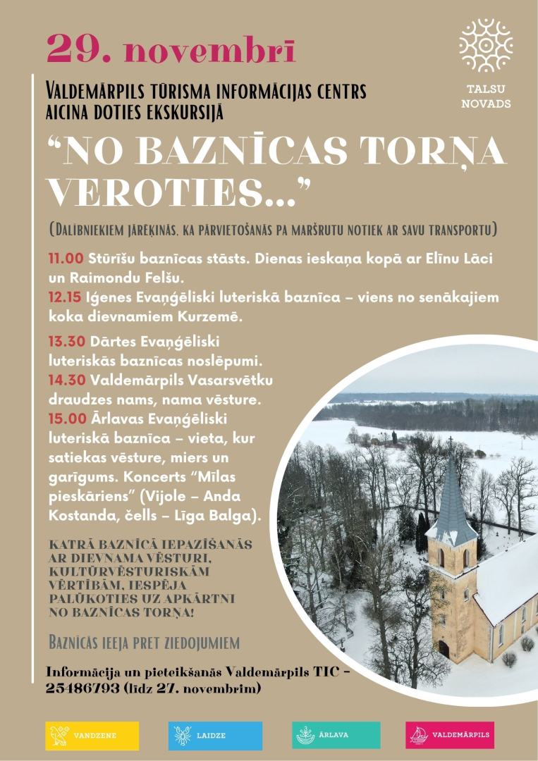 Baznīcu apceļošanas ekskursijas afiša