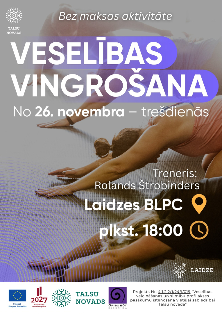 Bezmaksas vingrošanas Laidzē afiša