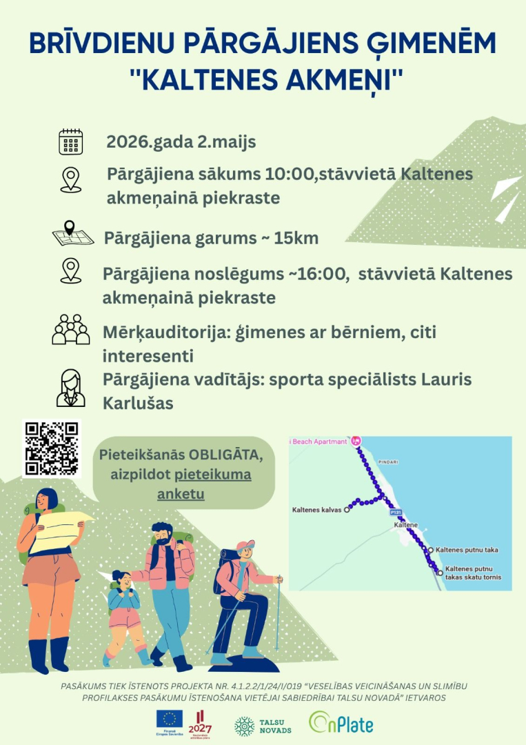 Brīvdienu pārgājiena ģimenēm „Kaltenes akmeņi” afiša