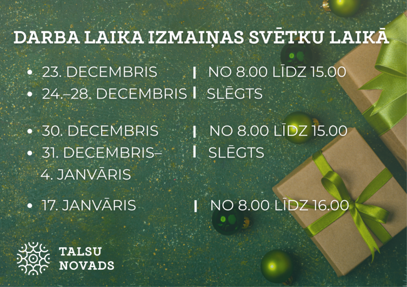 Centrālās pārvaldes darba laika izmaiņas svētku laikā