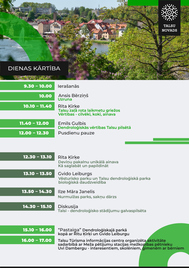 Talsu dendroloģisko vērtību dienas konferences dienas kārtība