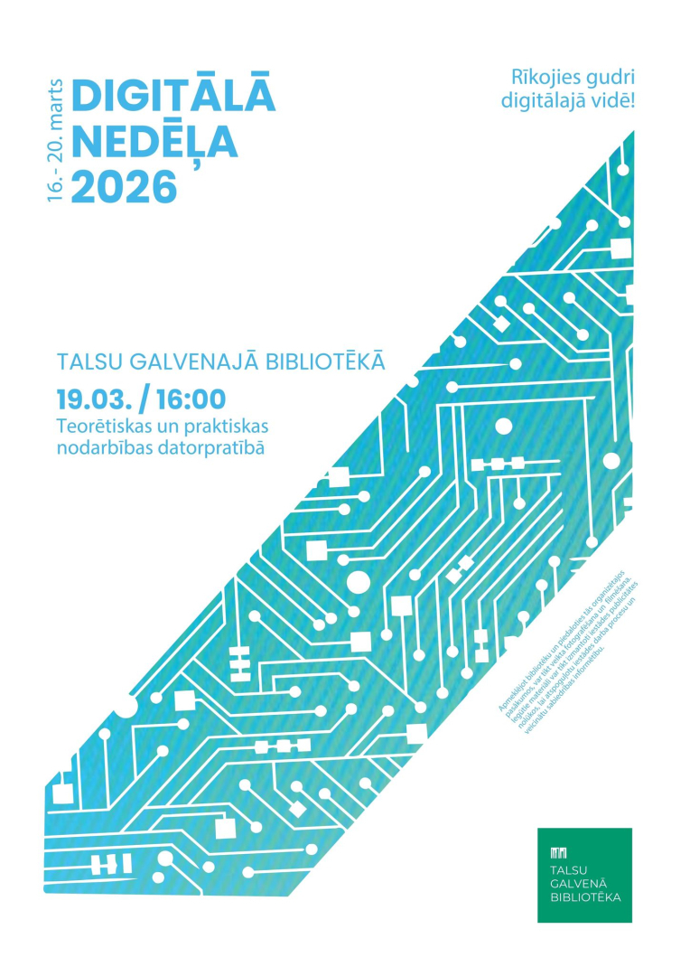 Nodarbības datorpratībā Talsu Galvenajā bibliotēkā afiša