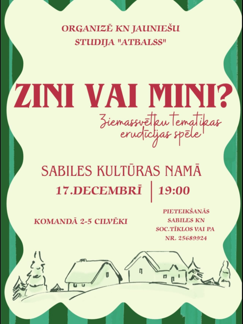 Erudīcijas spēles Zini vai mini afiša