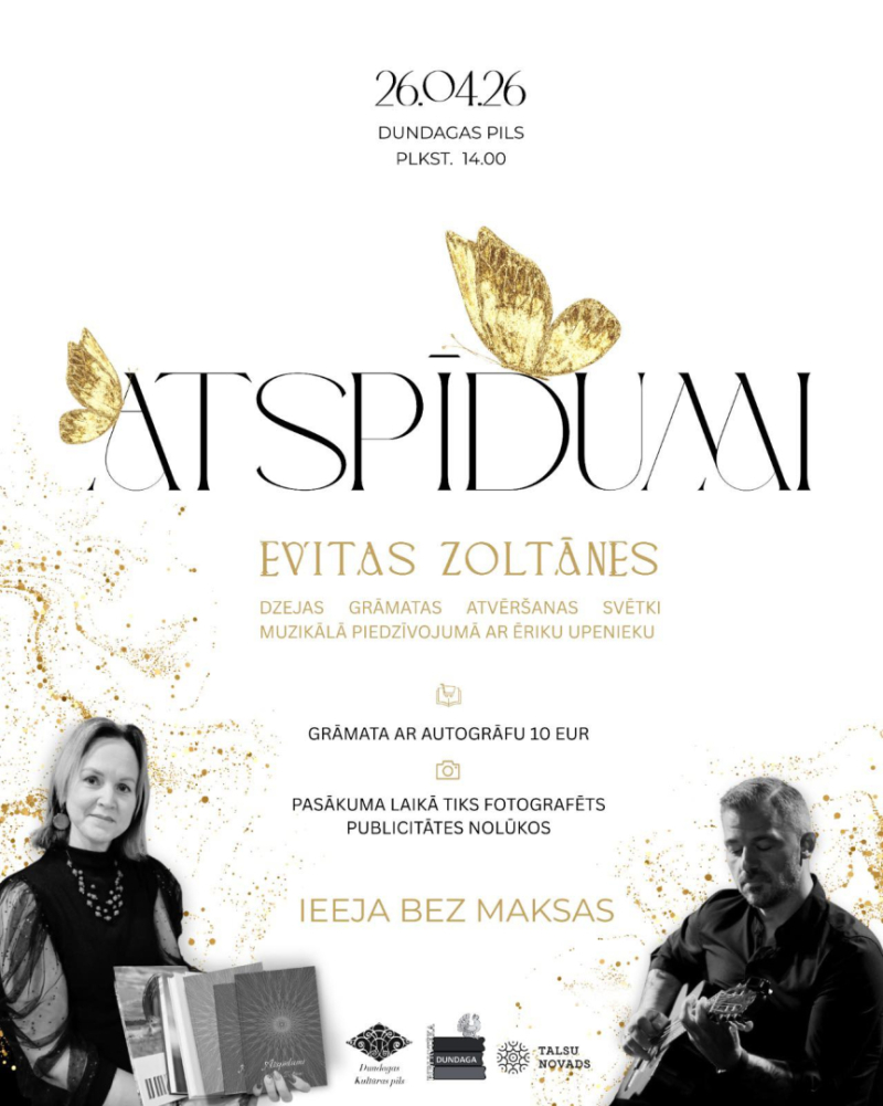 Evitas Zoltānes grāmatas Atspīdumi atvēršanas svētku afiša