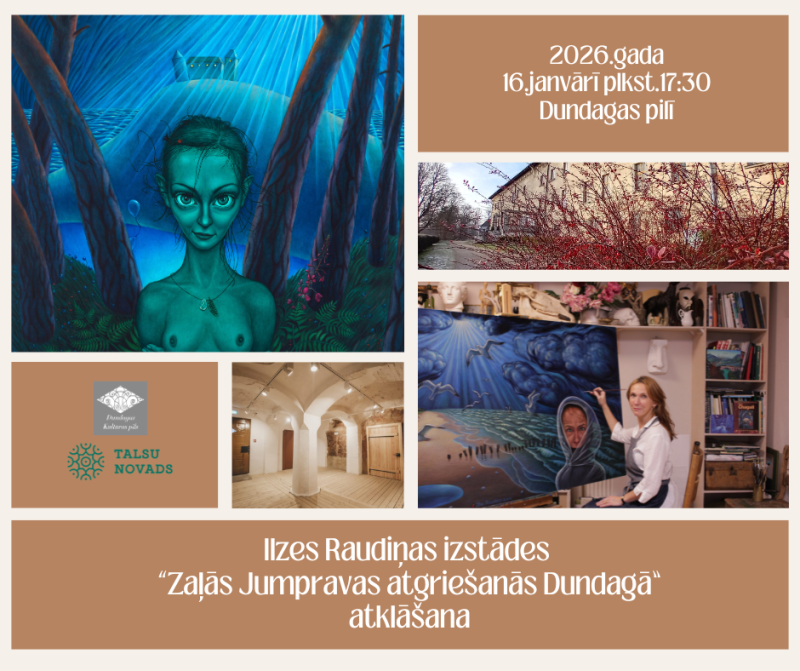 Izstādes Zaļās Jumpravas atgriešanās Dundagā atklāšanas afiša