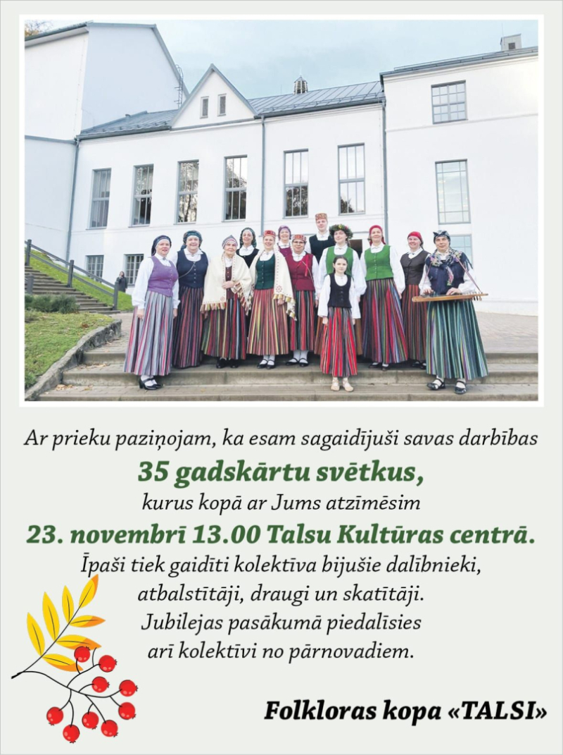 Folkloras kopas Talsi 35 gadu jubilejas afiša