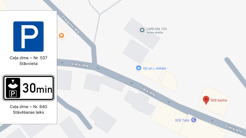 Izmaiņas stāvvietas zonā Lielajā ielā, Talsos