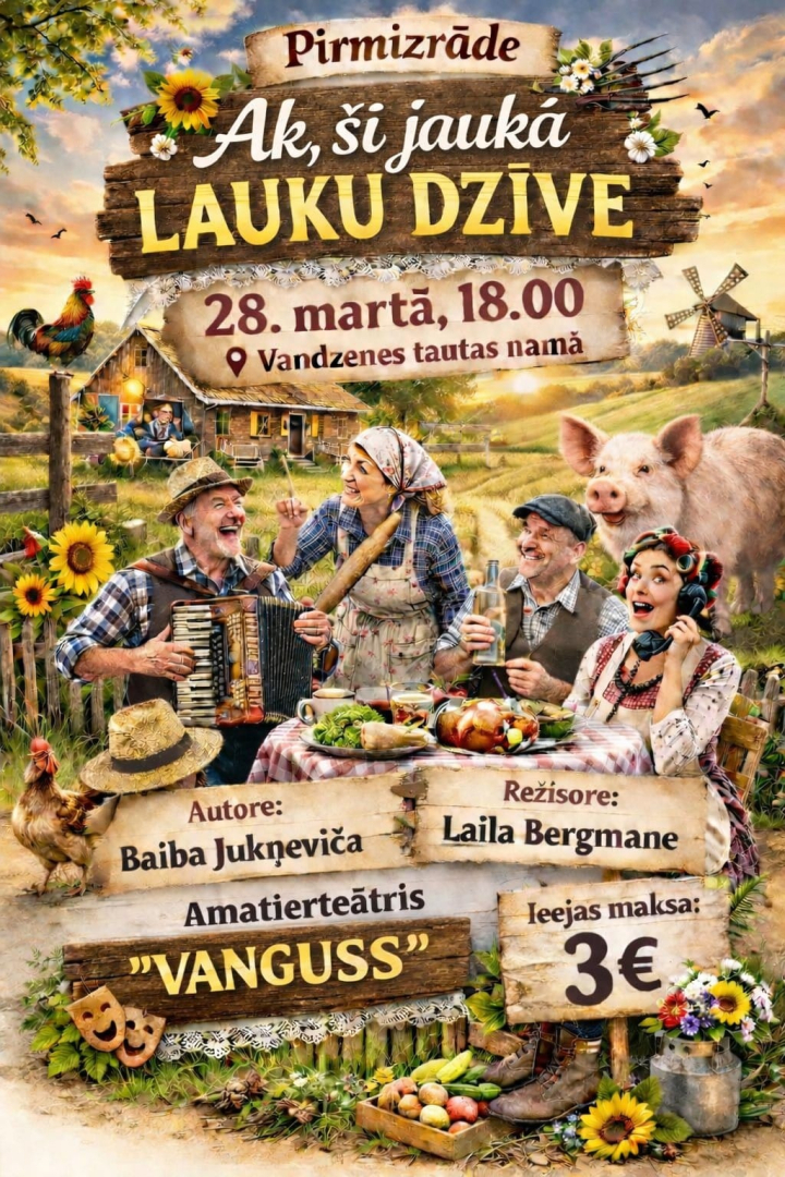 Izrādes Ak šī jaukā lauku dzīve afiša