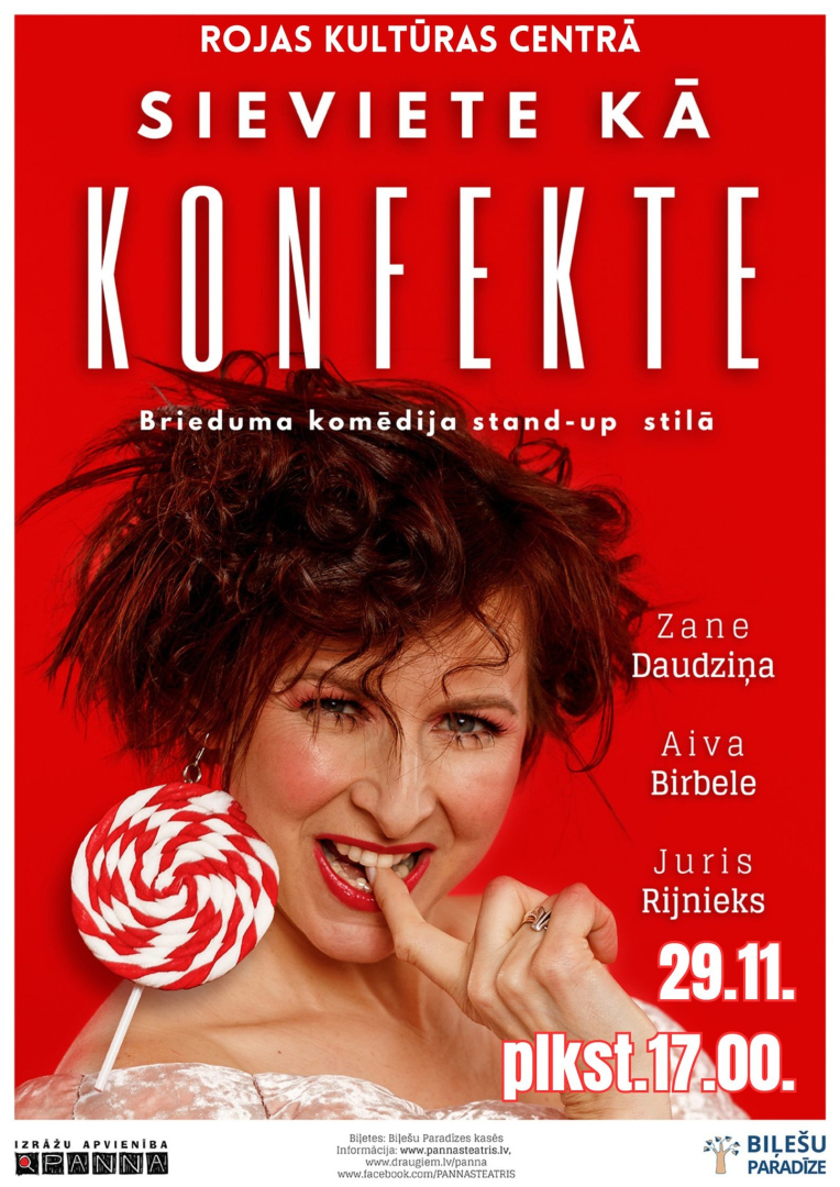 Izrādes Sieviete kā konfekte afiša