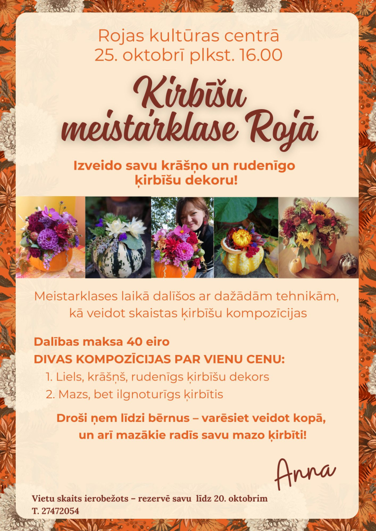 Ķirbīšu meistarklases afiša