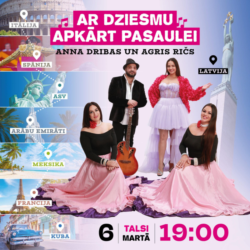 Koncerta Ar dziesmu apkārt pasaulei afiša