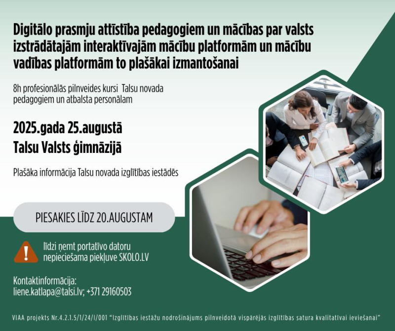 Kursu pedagogiem un atbalsta personālam afiša