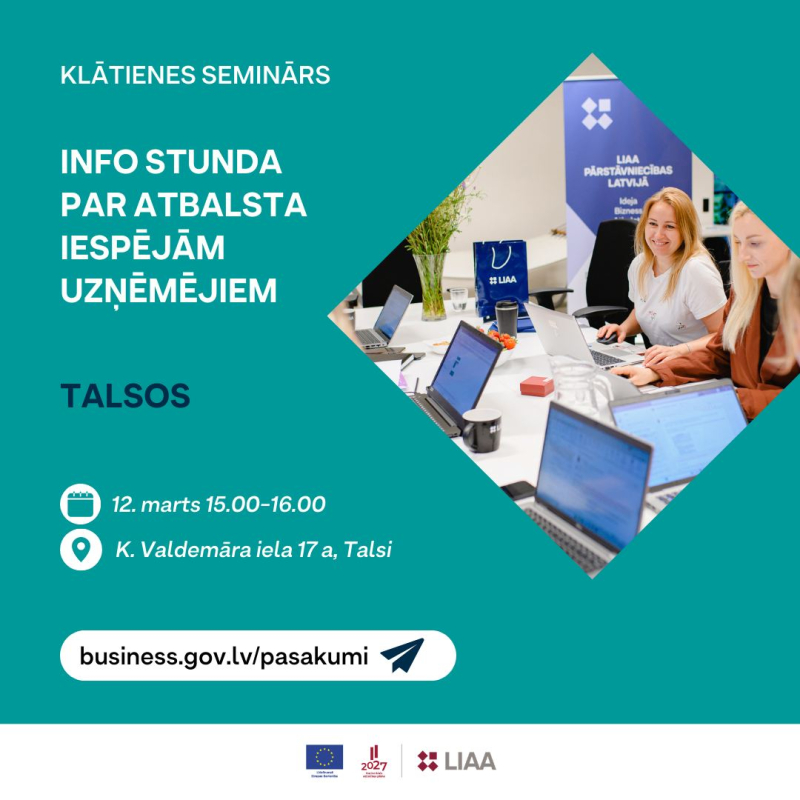 LIAA info stunda par atbalsta iespējām uzņēmējiem