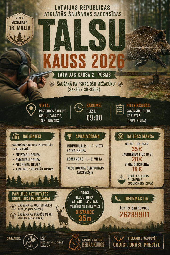 LR atklātās šaušanas sacensības Talsu kauss 2026 afiša
